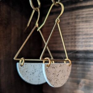 Gold and White Geometric Earrings